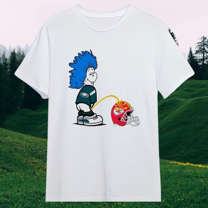 Philadelphia Eagles Dr. Seuss Peeing Kansas City Chiefs Super Bowl T-Shirt