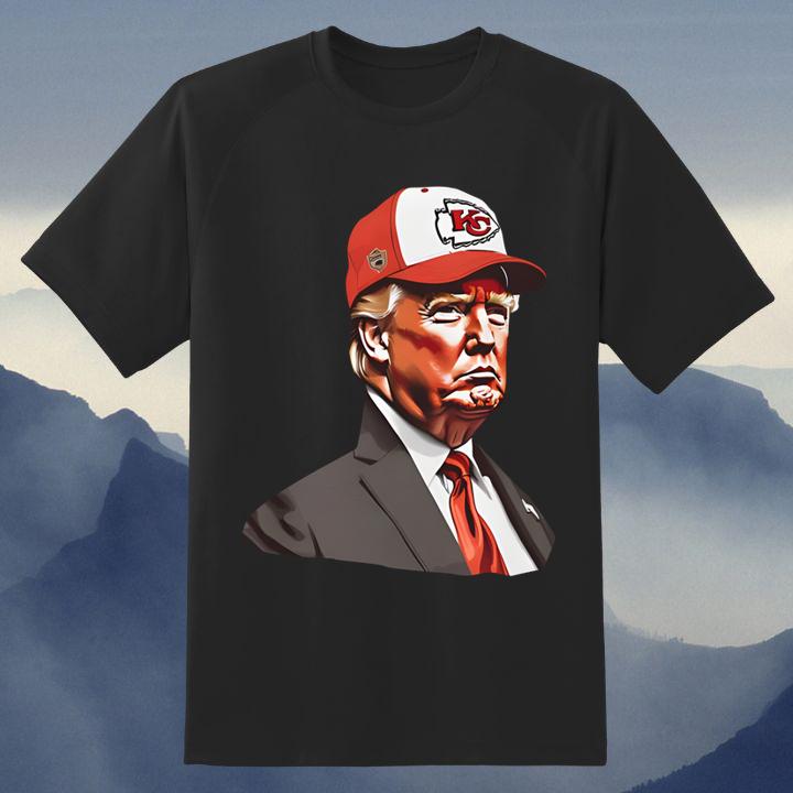 Donald Trump Wearing Kansas City Chiefs Hat T-Shirt