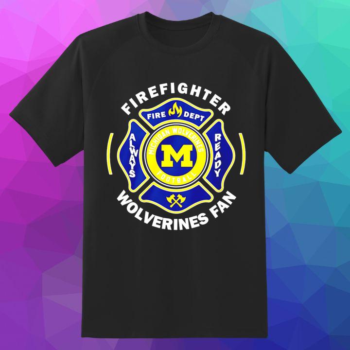 Fire Dept Michigan Wolverines Logo Football Firefighter T-Shirt