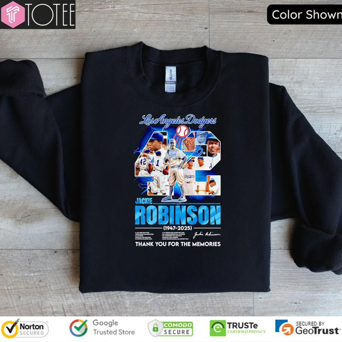 Los Angeles Dodgers 42 Jackie Robinson 1947-2025 Signature sweatshirt