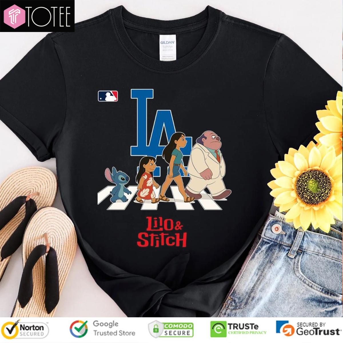 Los Angeles Dodgers Lilo And Stitch Abbey Road T-shirt