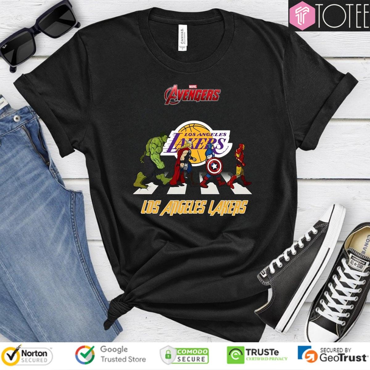 Los Angeles Lakers Marvel Avengers Abbey Road T-shirt