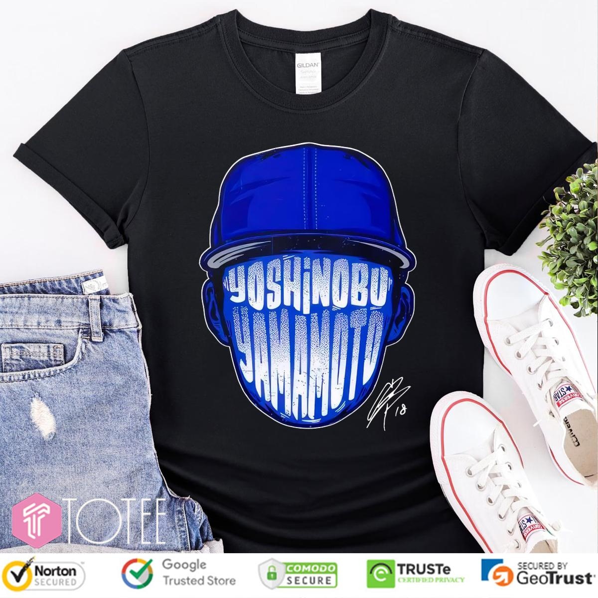 Los Angeles Dodgers Yoshinobu Yamamoto Face Silhouette Signature T-shirt