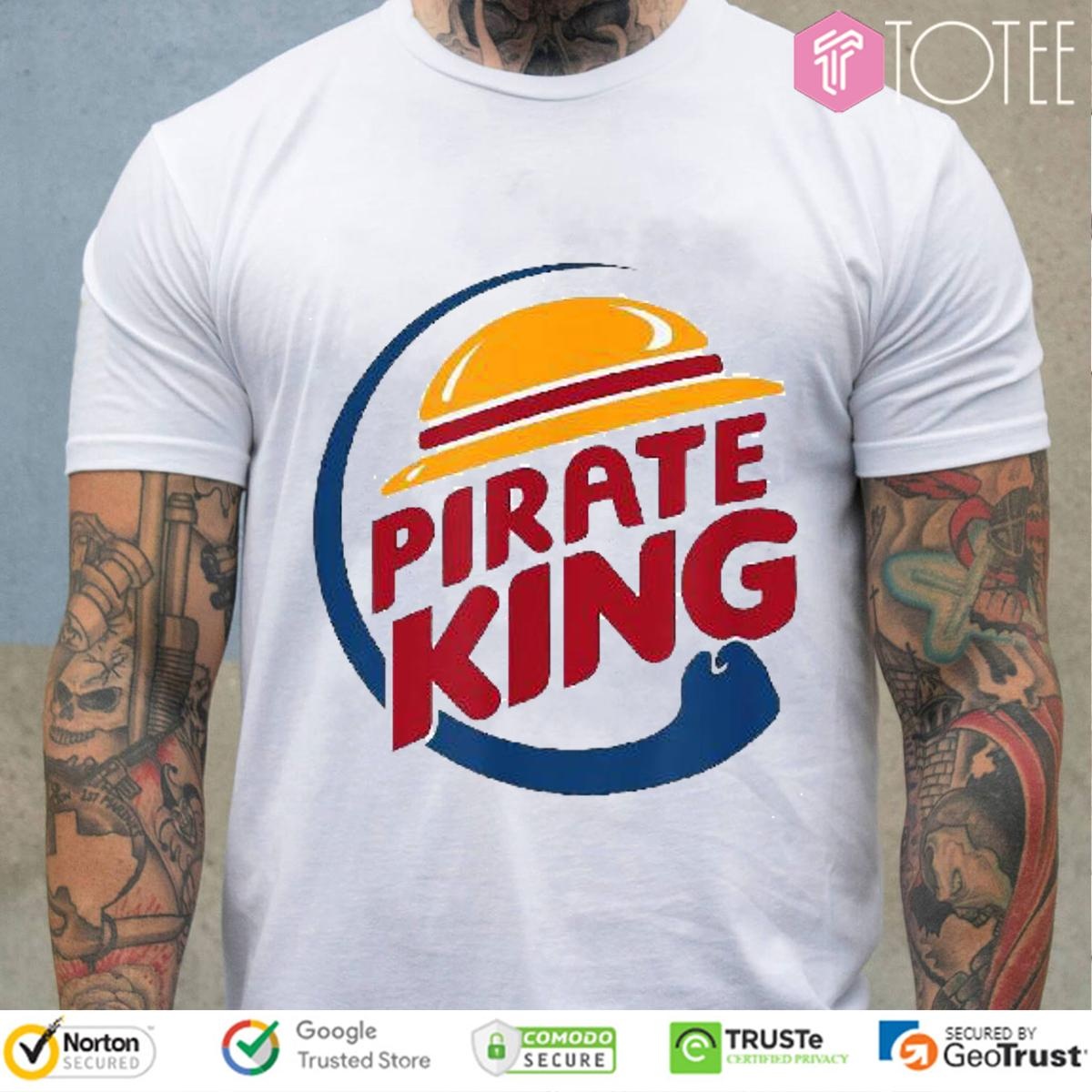 Straw Hat Pirate King Parody One Piece Burger King Logo T-shirt