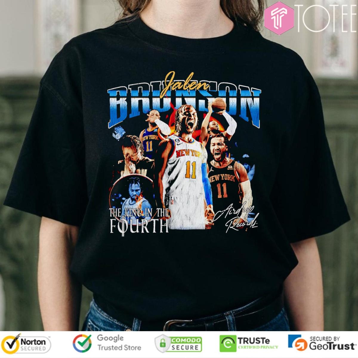 Jalen Brunson The King In The Fourth Knicks Signature Vintage Bootleg T-shirt