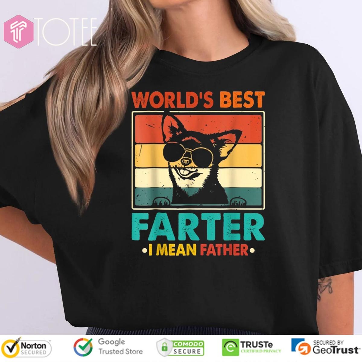 Worlds Best Farter I Mean Father Chihuahua Dog Fathers Day Vintage T-shirt
