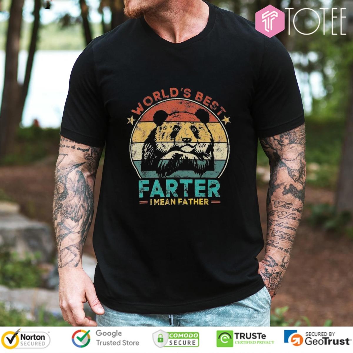 Worlds Best Farter I Mean Father Panda Bear Fathers Day Vintage T-shirt