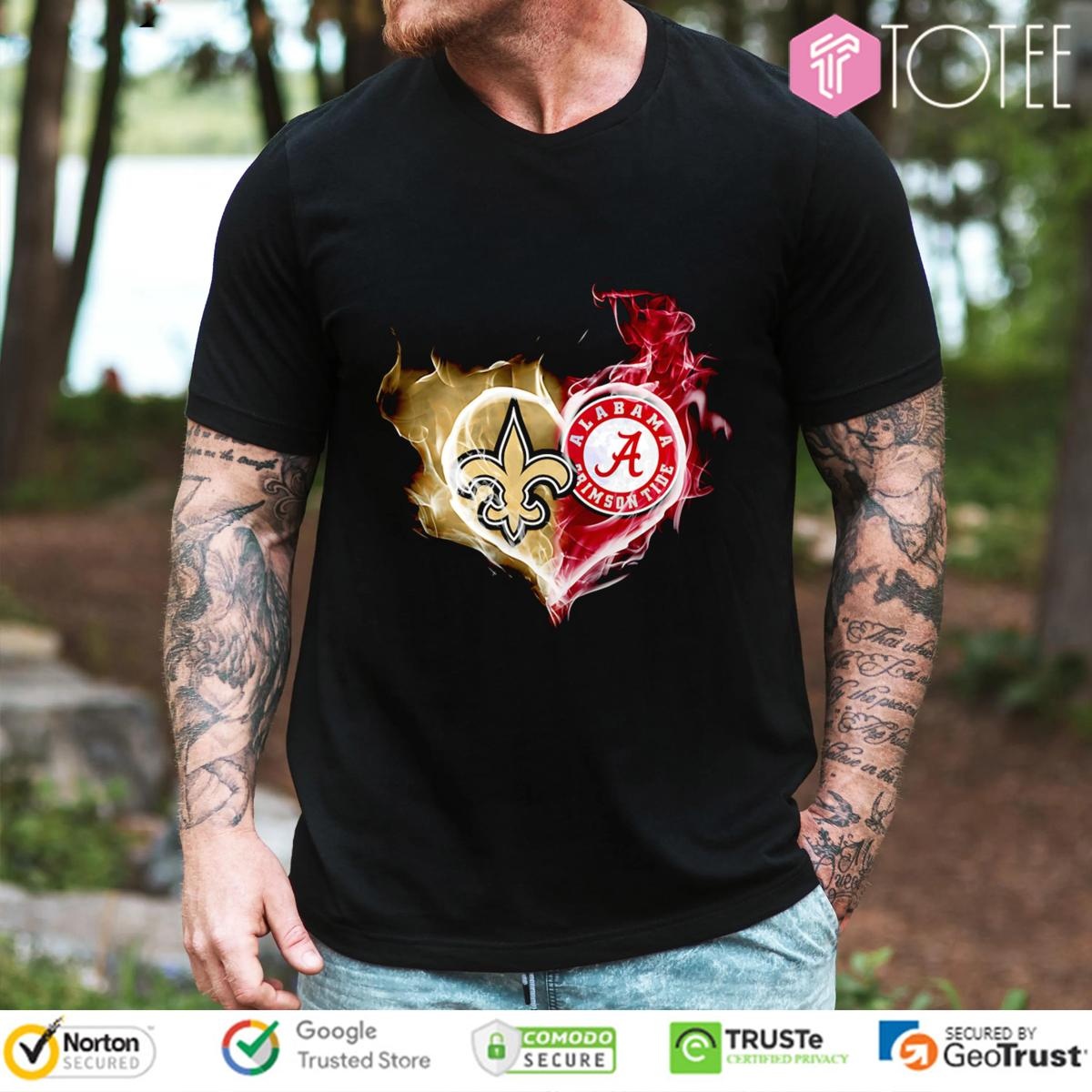 Smoke Heart New Orleans Saints Alabama Crimson Tide T-shirt