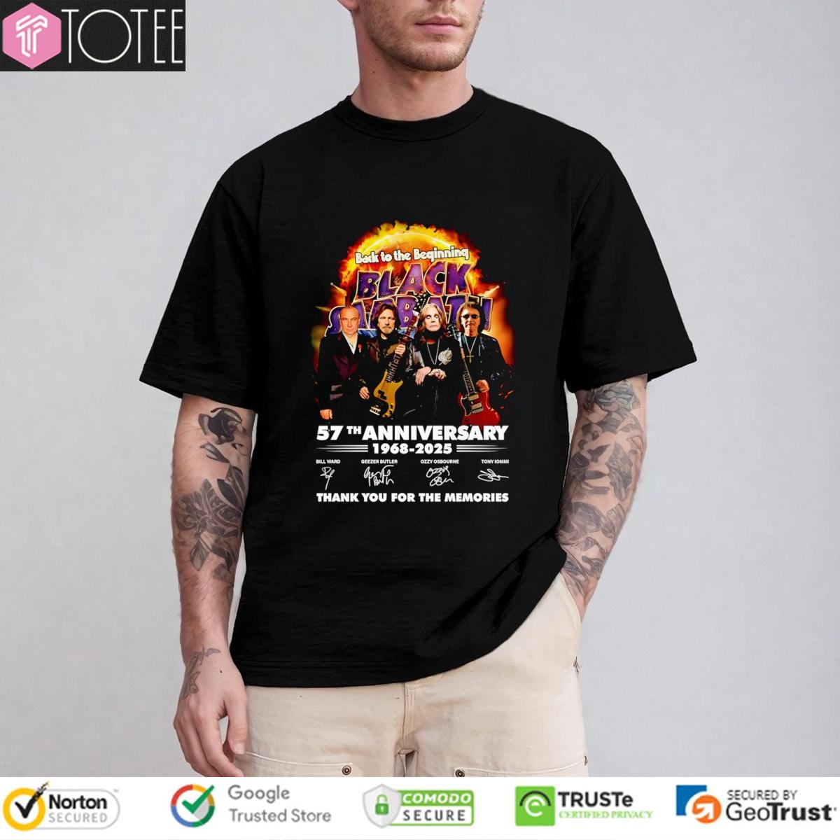 Back To The Beginning Black Sabbath 57Th Anniversary 1968-2025 Signatures T-shirt