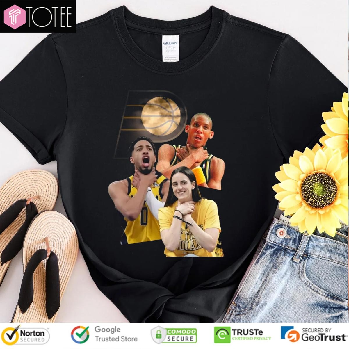 Indiana Pacers Reggie Miller Tyrese Haliburton Caitlin Clark Cover Choke T-shirt