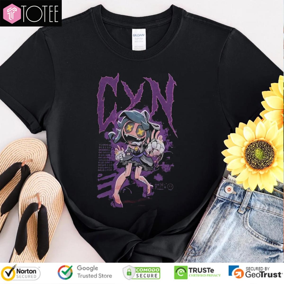 Murder Drones Cyn Pixelated Graphics T-shirt