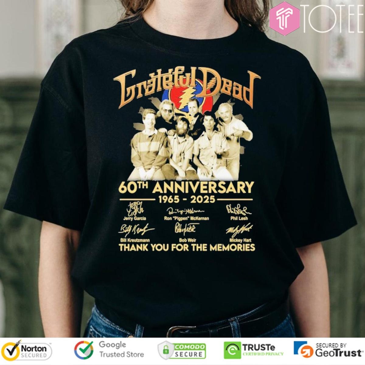 60Th Anniversary 1965-2025 Grateful Dead Signatures T-shirt