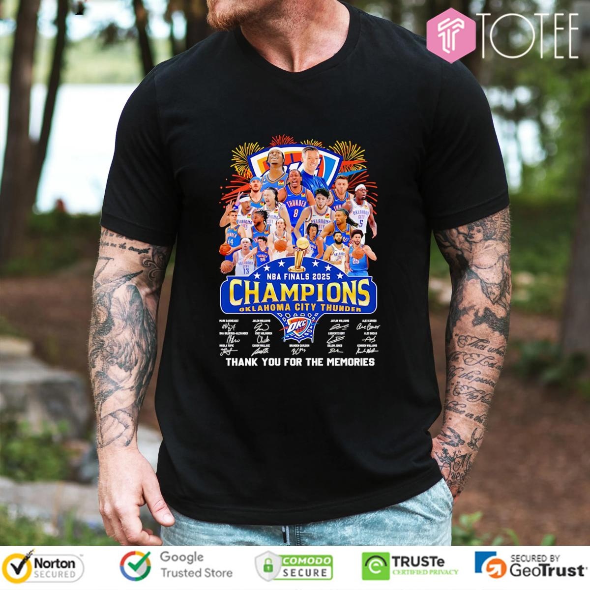 Oklahoma City Thunder Nba Finals 2025 Champions Signatures T-shirt