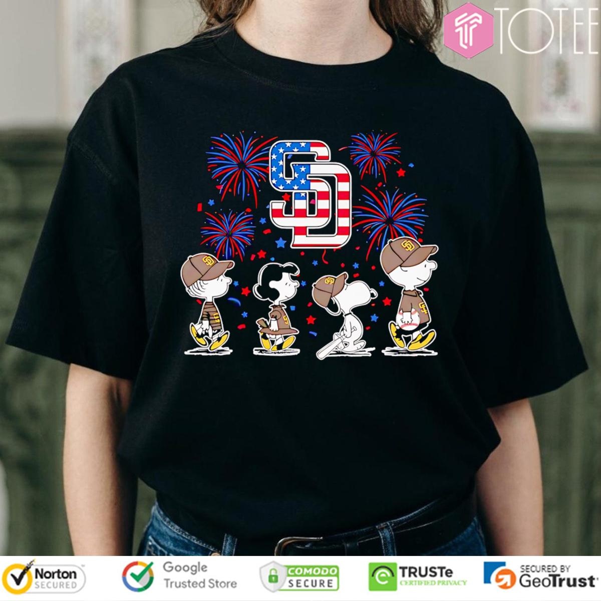 Peanuts Snoopy San Diego Padres Fireworks 4Th Of July T-shirt