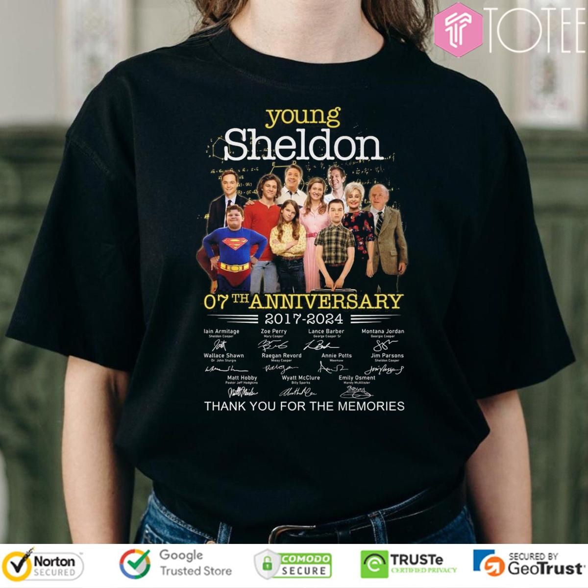 07Th Anniversary 2017-2024 Young Sheldon Signatures T-shirt