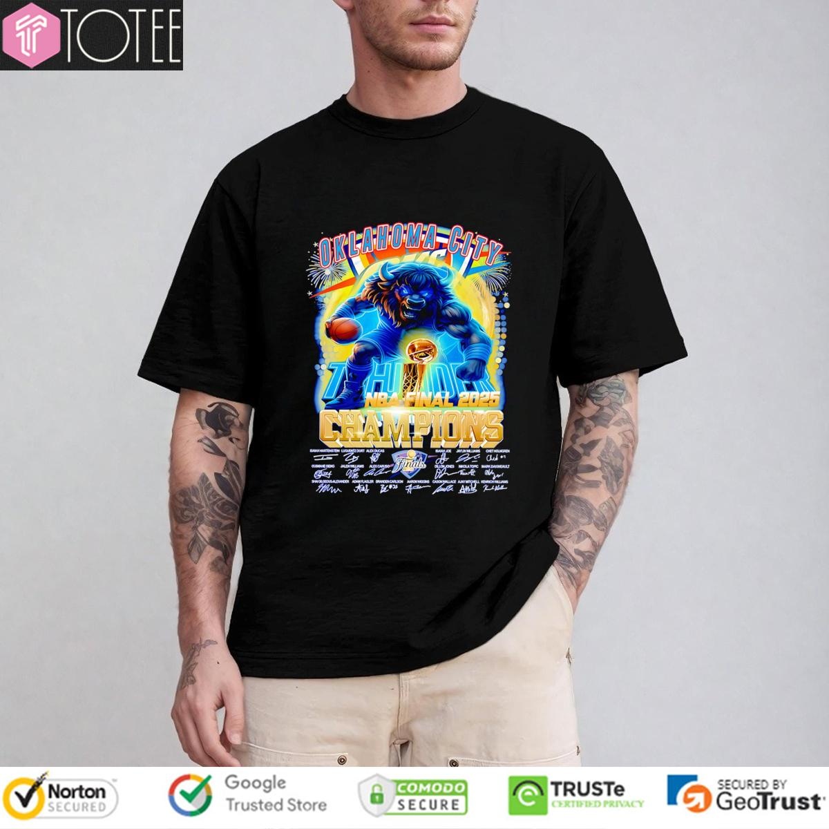 Oklahoma City Thunder Nba Final 2025 Champions Bison Signatures T-shirt